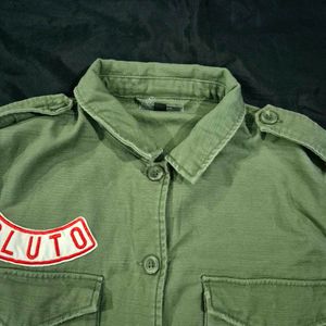 Embroidered Army Green Shirt|vintage|rugged