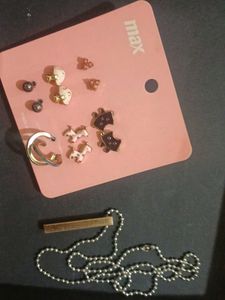 cute earrings &amp; silver chain