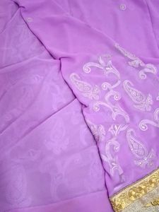 Lavender Paisley Embroidered Saree