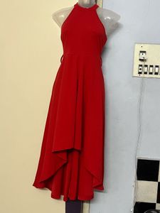 Pintrest Red Halter Hi-Lo Dress