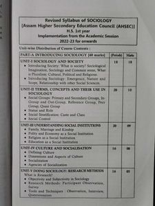 Sociology Class XI(HS 2nd year) Textbook