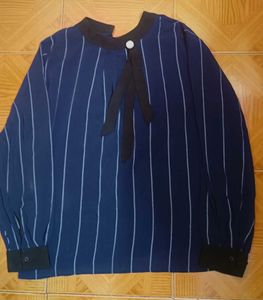 Navy Blue Casual Top For Women