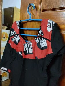 Printed Black Kurta