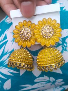 Beautiful Yellow Colour Jhumka