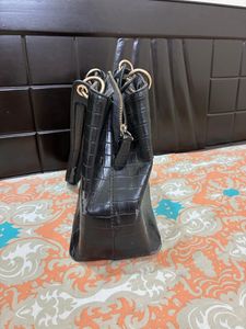Guess Black Croc Tote Bag