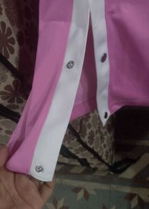 Pink Side-Button Track Pants