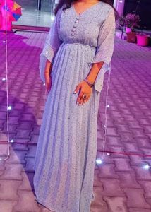 Light Blue Floral Chiffon Dress
