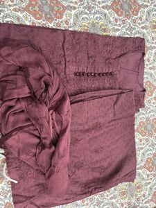 Brown Embroidered Kurta Set With Dupatta | 5XL