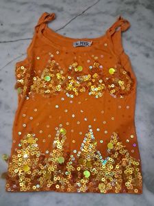 Orange Sequin Top