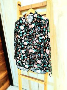 Multicolour Floral Print Cotton Shirt Size-38