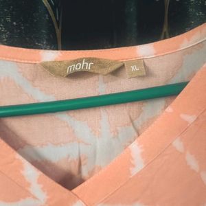 Peach Tie-Dye Casual Dress