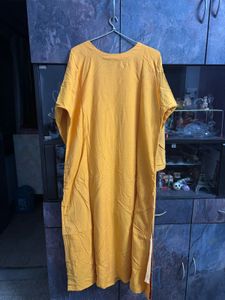 Mustard Embroidered Kurti