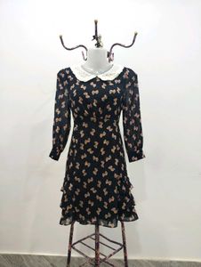 Bow Print Peter Pan Collar Dress