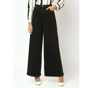 Wide Leg Black Denim Pants