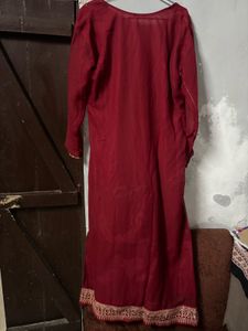 Maroon Embellished Kurta