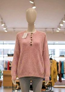 Pink Knit Button Sweater