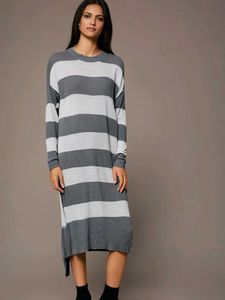 Korean Striped Sweater Dress