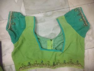 Green Ombre Beaded Saree