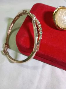 indo western gold stud earrings &amp; bracelet stone