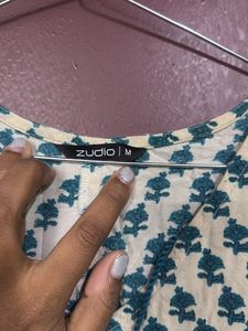 Boho Teal &amp; White Print Dress
