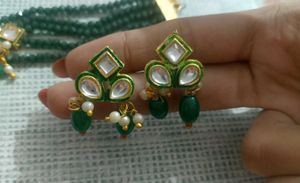 Green kundan set