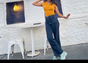 Mustard Yellow V-Neck Crop Top
