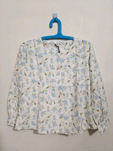 White Casual Printed Top