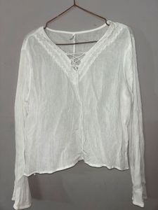 White Lace Trim Top