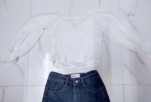 Cute White Crop TOP