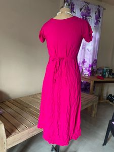 Hot Pink Button-Down Dress