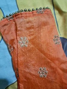 Orange Embroidered Kurta Set