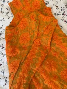 Orange Embroidered Kurta