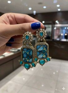 Elegant Blue Stone Drop Earrings