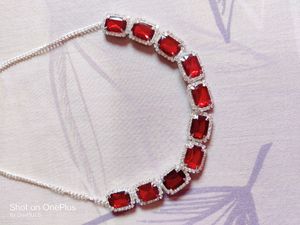Red Colour AD Necklace Set