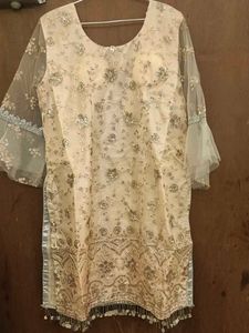 Embroidered partwere kurta sharara duppata set