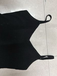 Black Crop Top With Detailing In Bottom