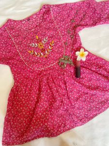 Pink Floral Print Top