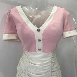 Pink & White Mini Dress
