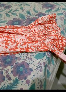 Orange Floral Long Sleeve Top