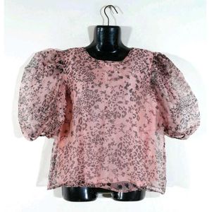 Pink Floral Puff Sleeve Top 🩷🛍️
