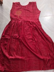 Maroon Colour Dress With Stone Work