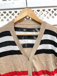 Korean Stripped Button Up Short Sleeves Cardigan C