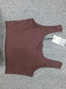 Brown Ribbed Tank Top