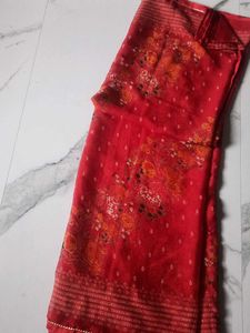Red Floral Print Dupatta
