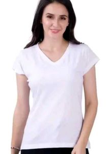 V Neck White T Shirt