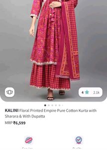 Floral Printed Kurta With Sharara and Dupatta