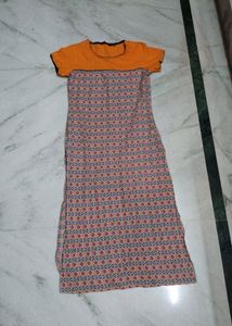 Pure cotton straight A-line kurti by Sangria.