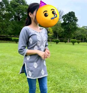 Chikan Embroidered Beatuiful Short Kurta 😇♡☆