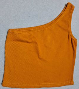 Mustard One-Shoulder Crop Top