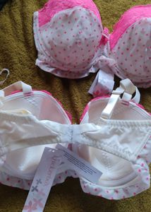 Pink Lace &amp; Polka Dot Bra Set(pack Of 2)